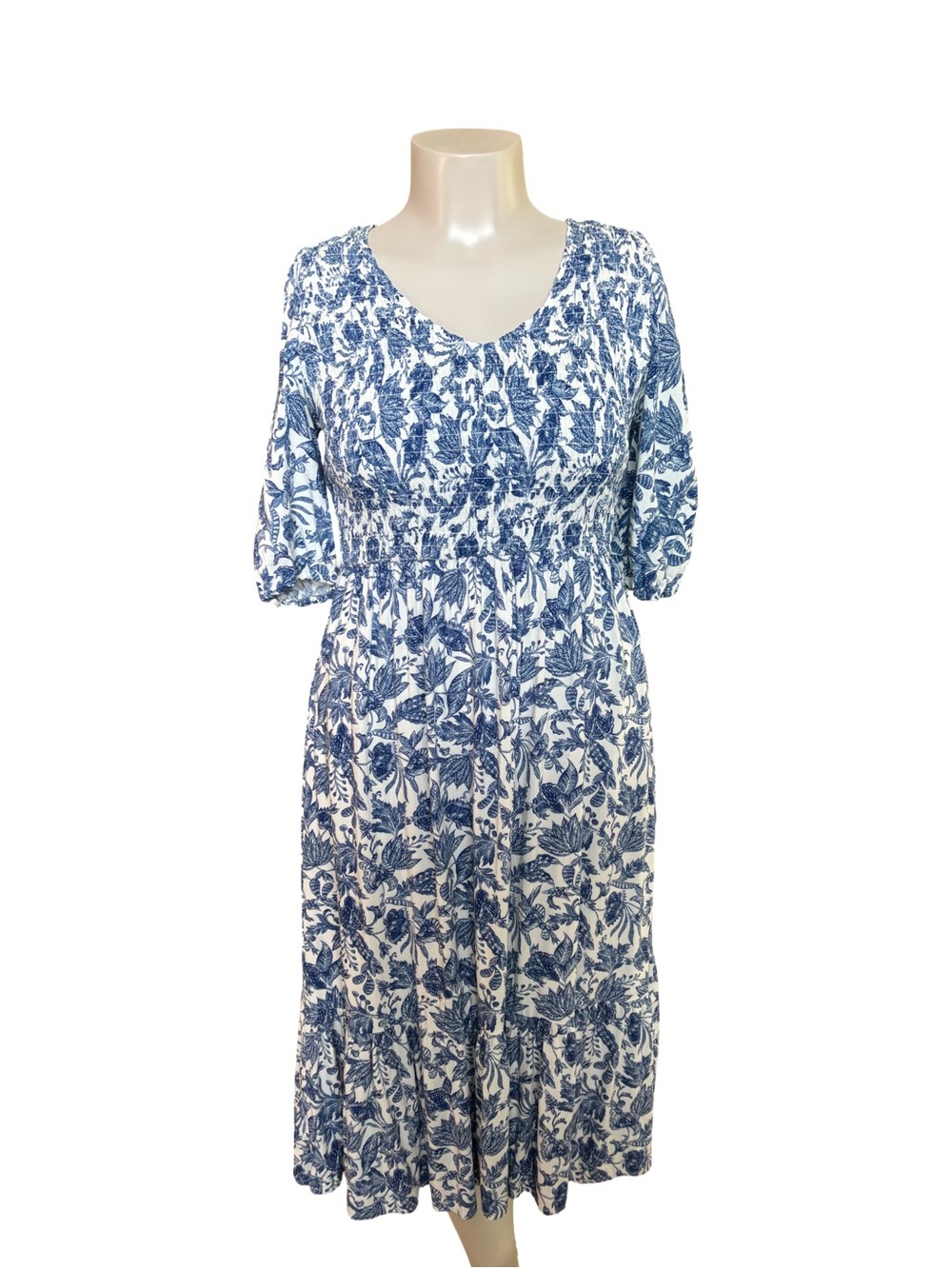 Angels Blue and White Floral Midi Dress